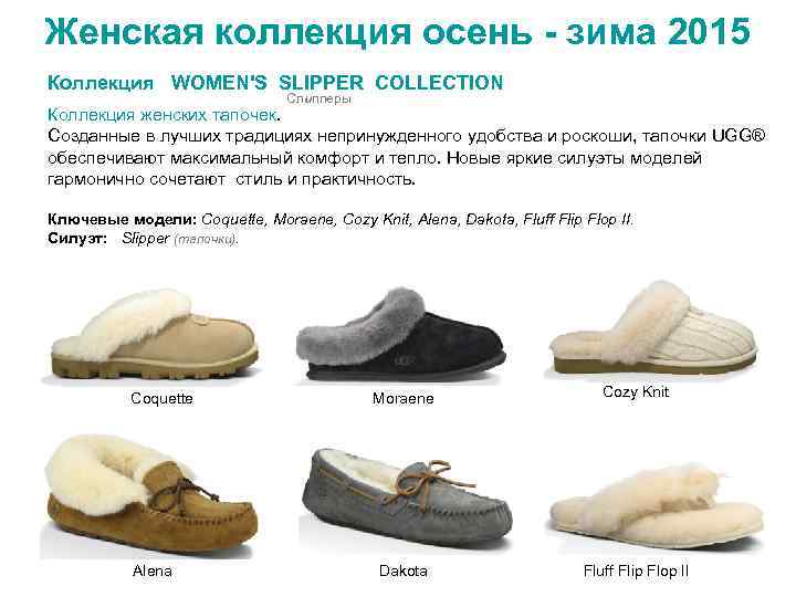 Женская коллекция осень - зима 2015 Коллекция WOMEN'S SLIPPER COLLECTION Слипперы Коллекция женских тапочек.