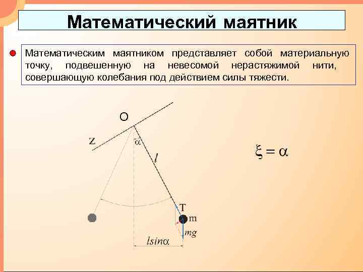 Изобразить математический маятник в крайней правой точке и покажите на чертеже силы действующие