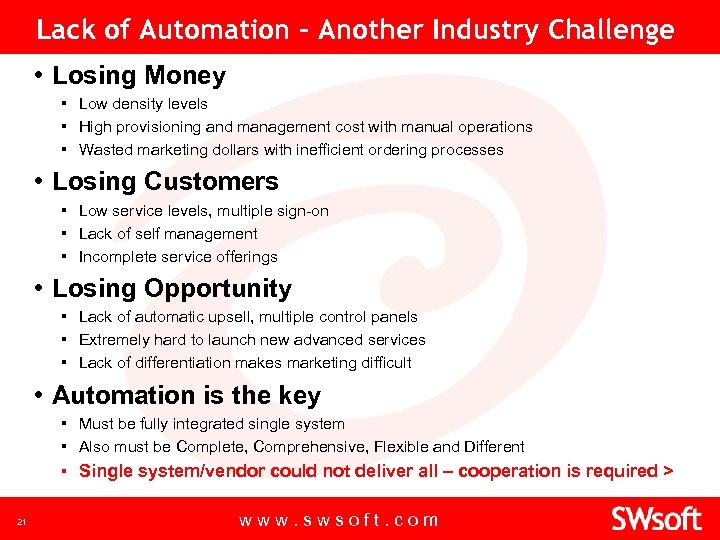 Lack of Automation - Another Industry Challenge • Losing Money ▪ Low density levels