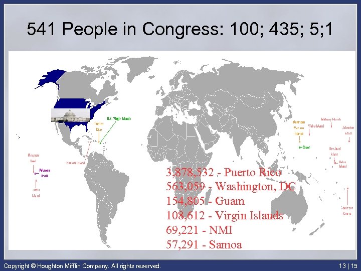541 People in Congress: 100; 435; 5; 1 3, 878, 532 - Puerto Rico