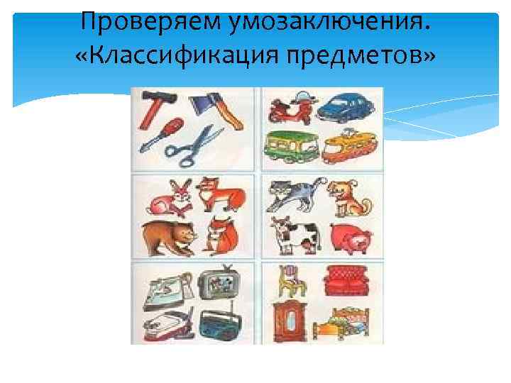 Проверяем умозаключения. «Классификация предметов» 