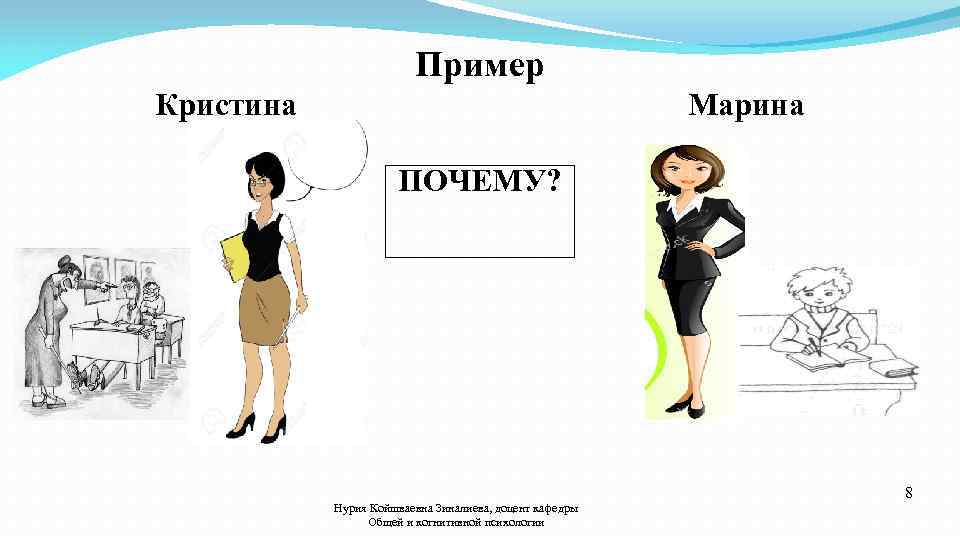 Пример Кристина Марина ПОЧЕМУ? Нурия Койшваевна Зиналиева, доцент кафедры Общей и когнитивной психологии 8
