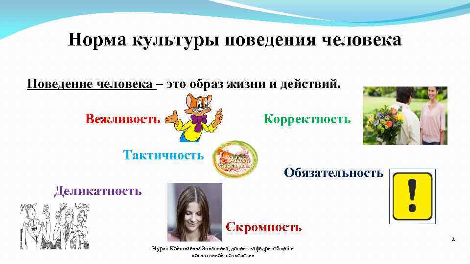Норма культуры поведения человека Поведение человека – это образ жизни и действий. Вежливость Корректность