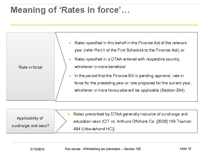 Meaning of ‘Rates in force’… ► Rates specified in this behalf in the Finance