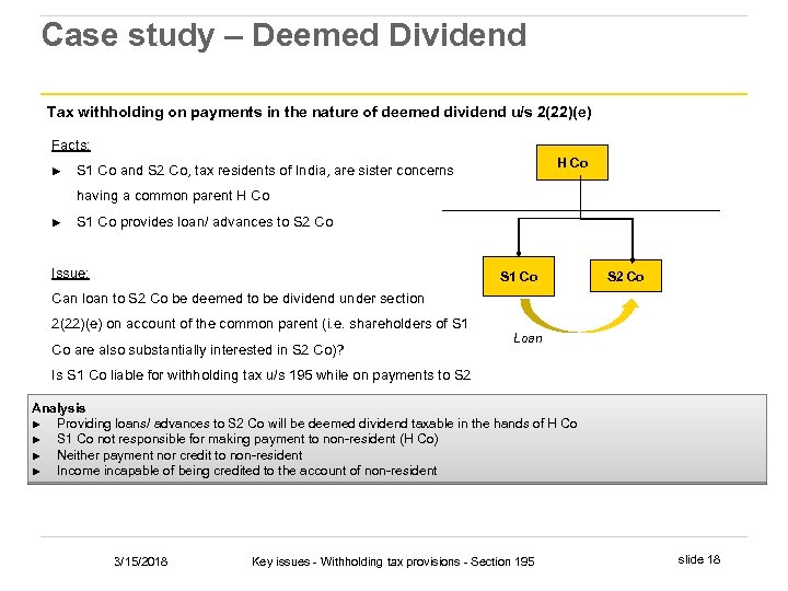 Case study – Deemed Dividend Tax withholding on payments in the nature of deemed