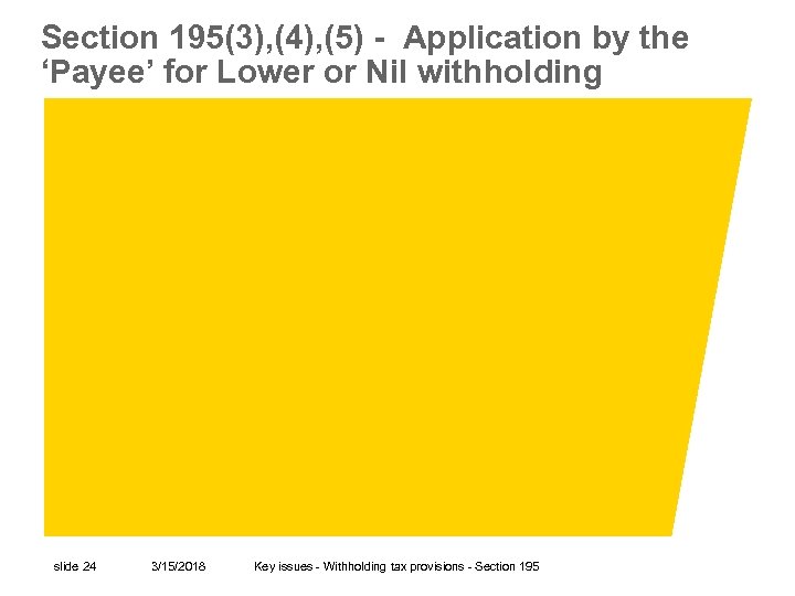 Section 195(3), (4), (5) - Application by the ‘Payee’ for Lower or Nil withholding