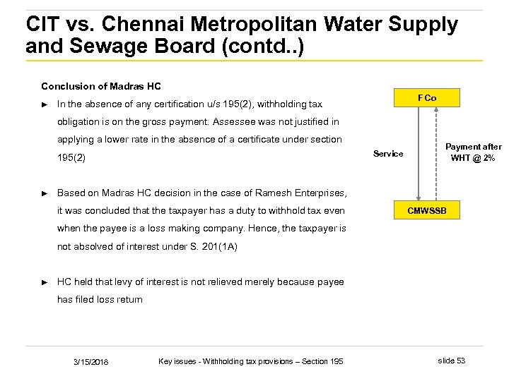 CIT vs. Chennai Metropolitan Water Supply and Sewage Board (contd. . ) Conclusion of