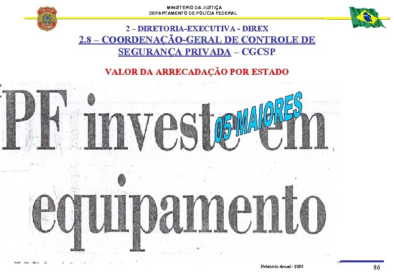 MINISTÉRIO DA JUSTIÇA DEPARTAMENTO DE POLÍCIA FEDERAL 2 – DIRETORIA-EXECUTIVA - DIREX 2. 8