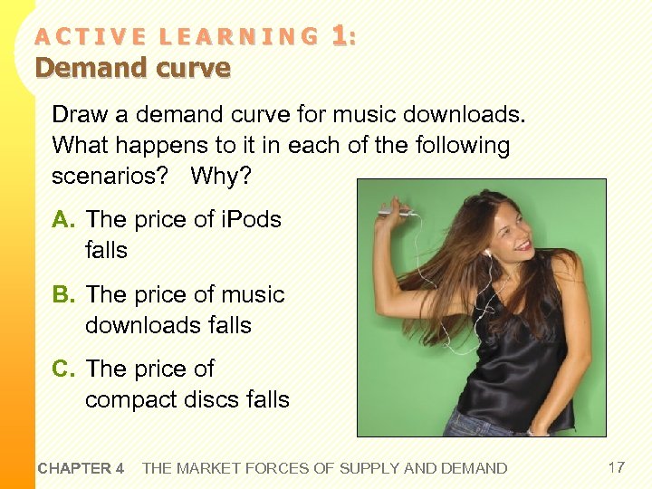 ACTIVE LEARNING Demand curve 1: Draw a demand curve for music downloads. What happens