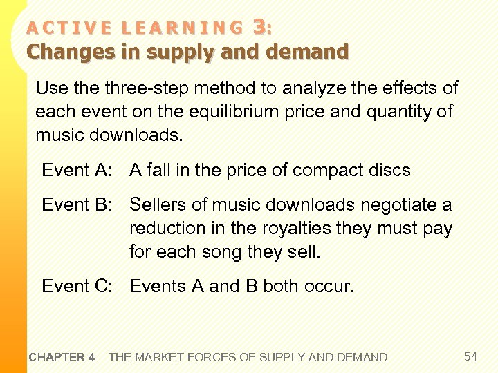 3: Changes in supply and demand ACTIVE LEARNING Use three-step method to analyze the