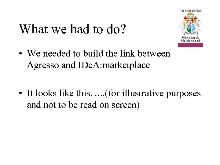 What we had to do? • We needed to build the link between Agresso