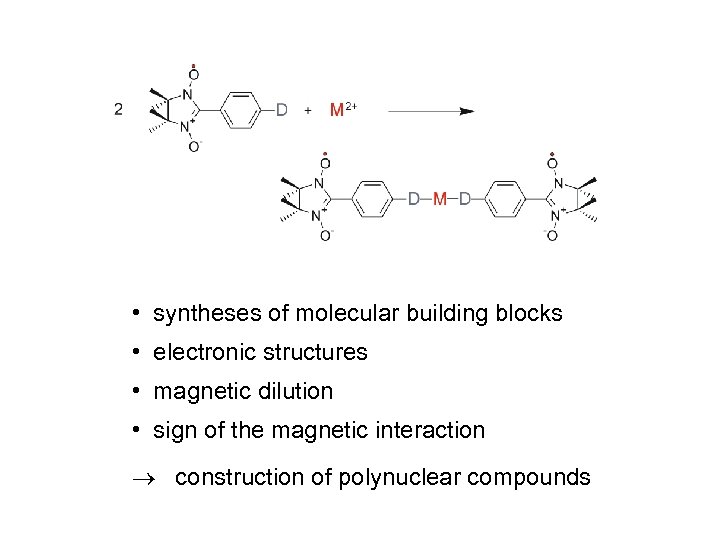  • syntheses of molecular building blocks • electronic structures • magnetic dilution •