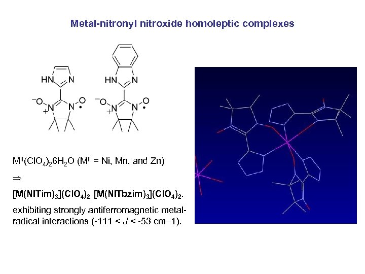 Metal-nitronyl nitroxide homoleptic complexes MII(Cl. O 4)26 H 2 O (MII = Ni, Mn,