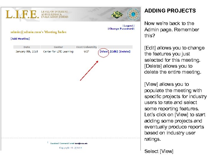 ADDING PROJECTS Now we’re back to the Admin page. Remember this? [Edit] allows you