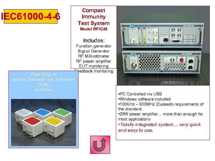 Compact Immunity Test System IEC 61000 -4 -6 CIT-10 Model RFIC 46 Includes: Function