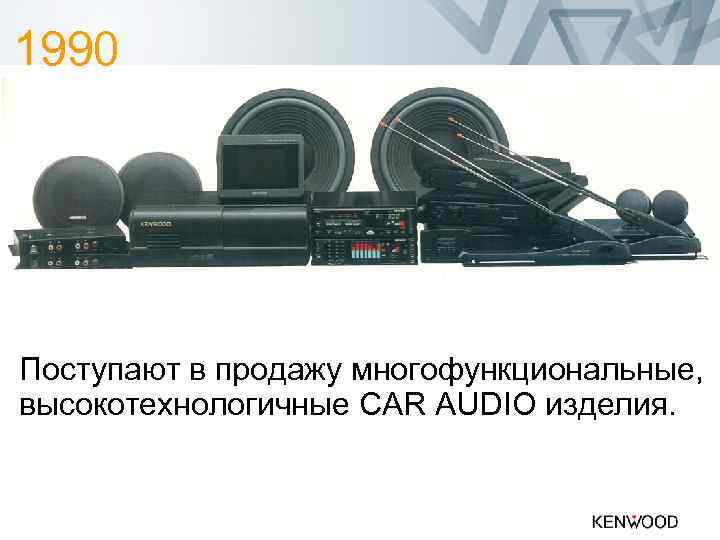 1990 Поступают в продажу многофункциональные, высокотехнологичные CAR AUDIO изделия. 