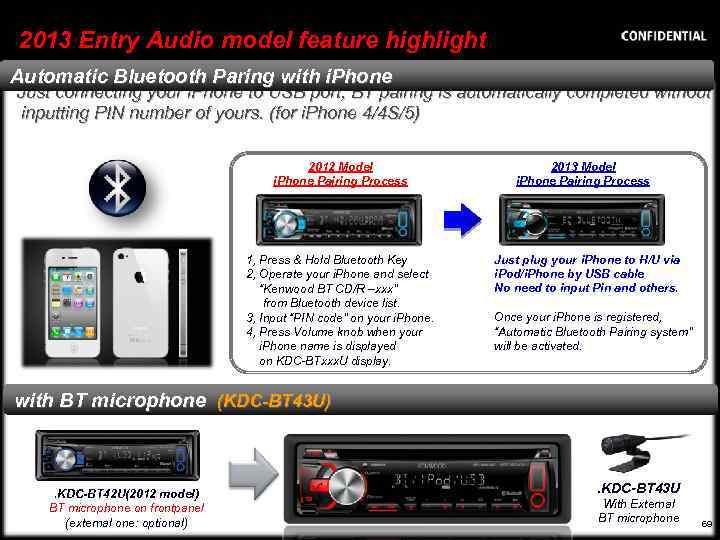 2013 Entry Audio model feature highlight Automatic Bluetooth Paring with i. Phone Just connecting