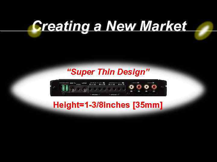 Creating a New Market “Super Thin Design” Height=1 -3/8 inches [35 mm] 85 