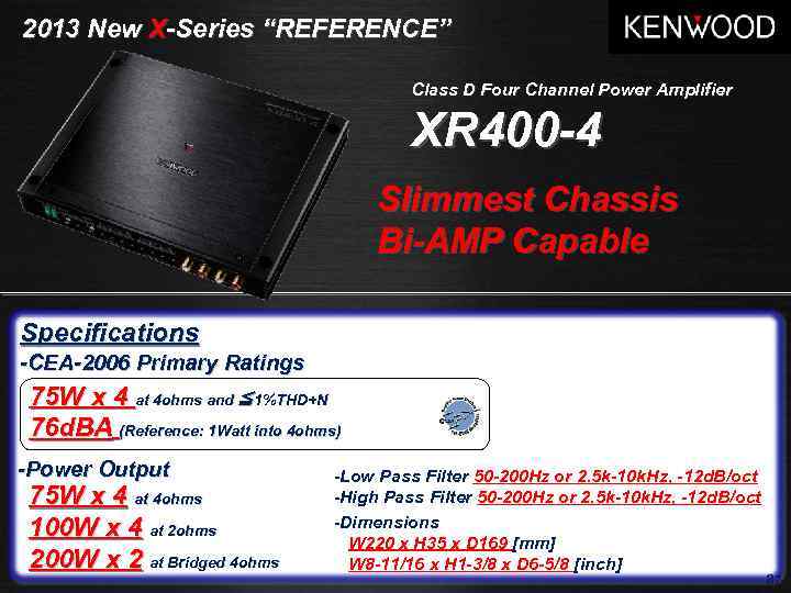 2013 New X-Series “REFERENCE” Class D Four Channel Power Amplifier XR 400 -4 Slimmest