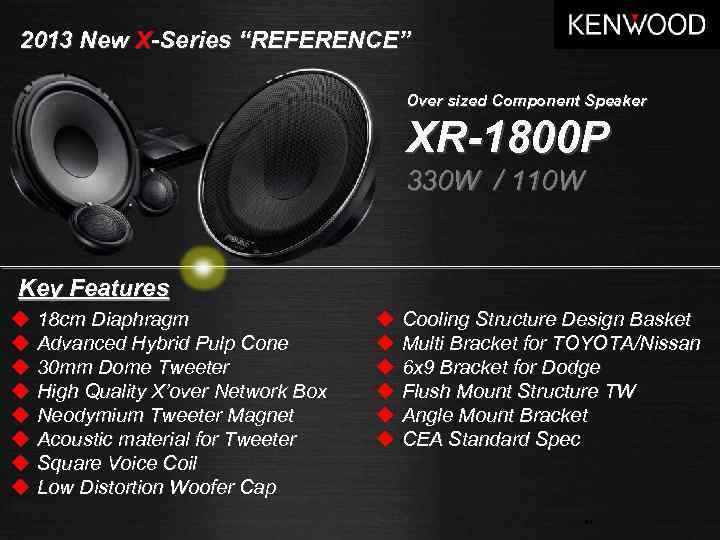 2013 New X-Series “REFERENCE” Over sized Component Speaker XR-1800 P 330 W / 110