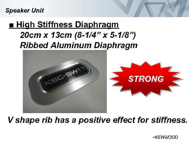 Speaker Unit ■ High Stiffness Diaphragm 20 cm x 13 cm (8 -1/4” x