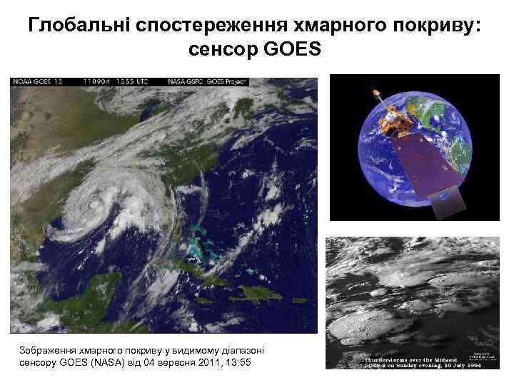 Глобальні спостереження хмарного покриву: сенсор GOES Зображення хмарного покриву у видимому діапазоні сенсору GOES