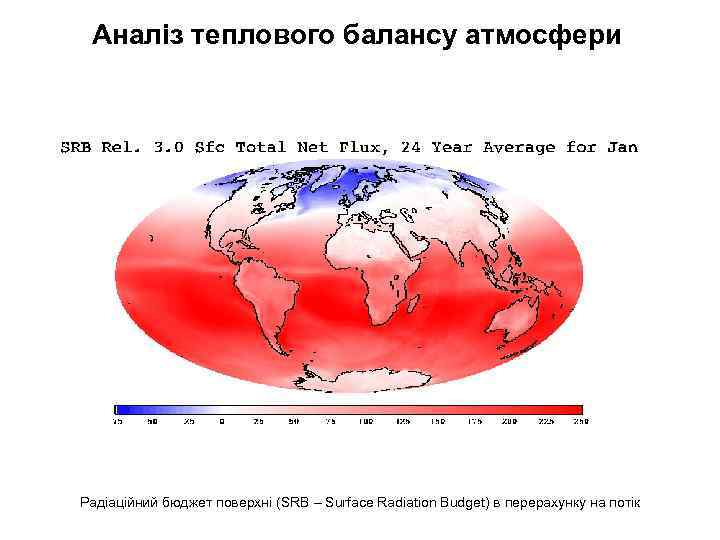 Аналіз теплового балансу атмосфери Радіаційний бюджет поверхні (SRB – Surface Radiation Budget) в перерахунку