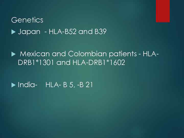 Genetics Japan - HLA-B 52 and B 39 Mexican and Colombian patients - HLADRB
