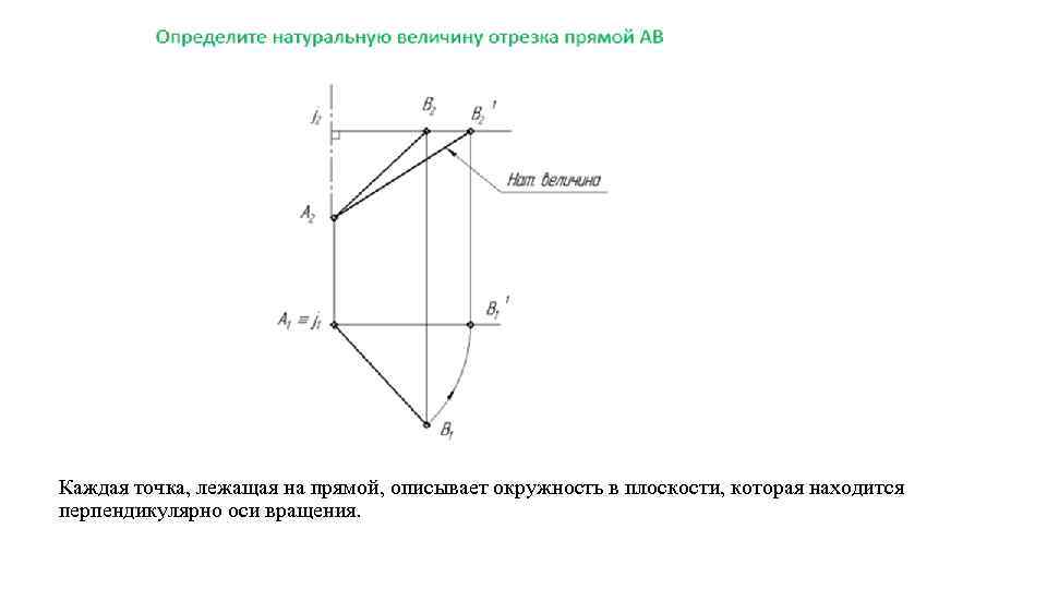 Каждая точка, лежащая на прямой, описывает окружность в плоскости, которая находится перпендикулярно оси вращения.