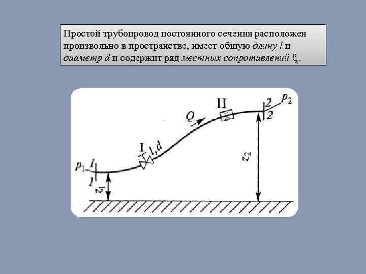 Простой трубопровод постоянного сечения расположен произвольно в пространстве, имеет общую длину l и диаметр