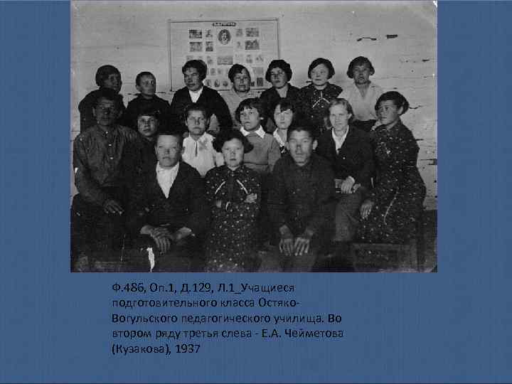 Ф. 486, Оп. 1, Д. 129, Л. 1_Учащиеся подготовительного класса Остяко. Вогульского педагогического училища.