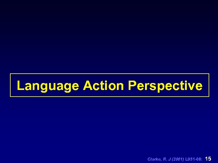 Language Action Perspective Clarke, R. J (2001) L 951 -08: 15 