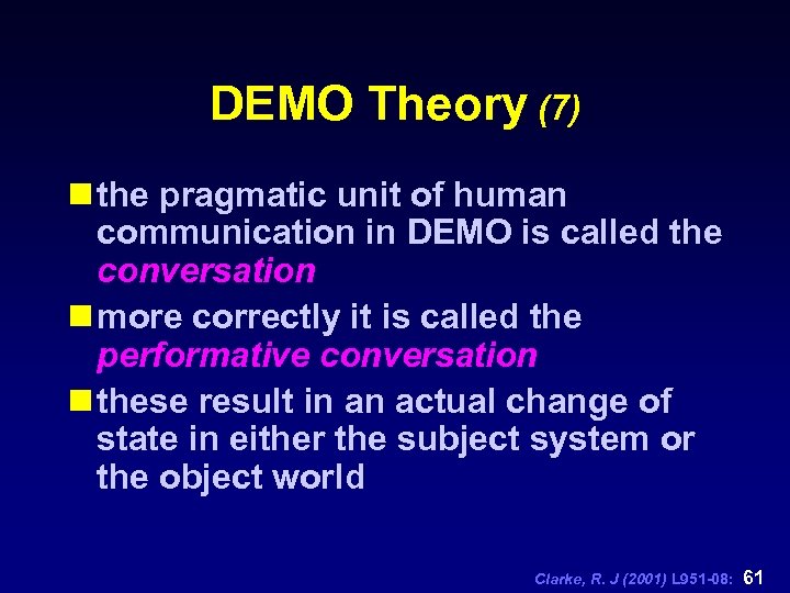 DEMO Theory (7) n the pragmatic unit of human communication in DEMO is called