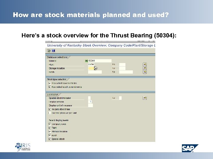 How are stock materials planned and used? Here’s a stock overview for the Thrust