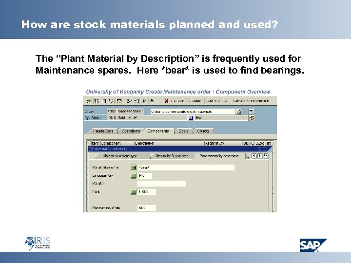 How are stock materials planned and used? The “Plant Material by Description” is frequently