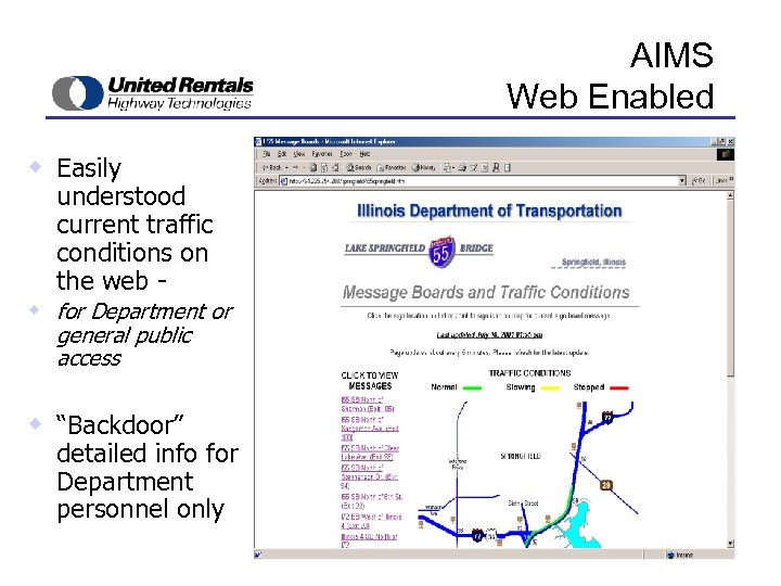 AIMS Web Enabled w Easily understood current traffic conditions on the web - w