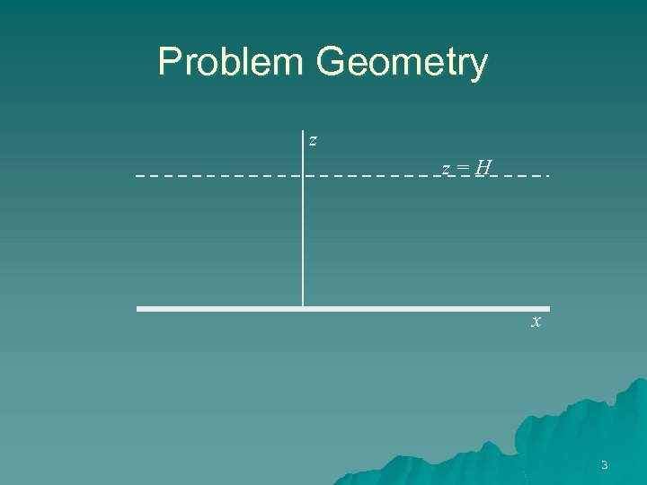 Problem Geometry z z=H x 3 