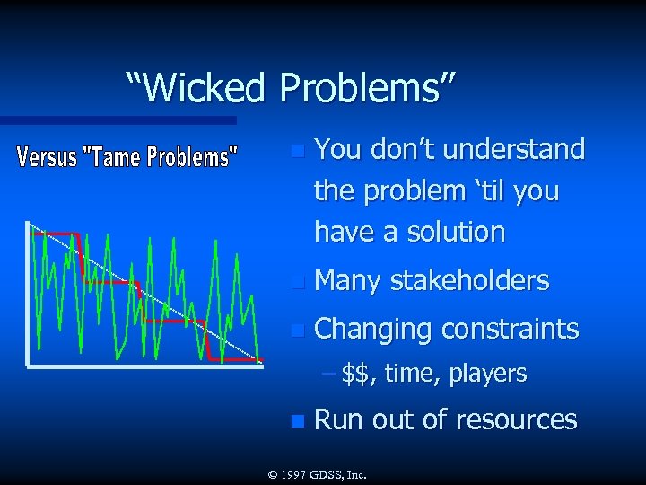 “Wicked Problems” n You don’t understand the problem ‘til you have a solution n