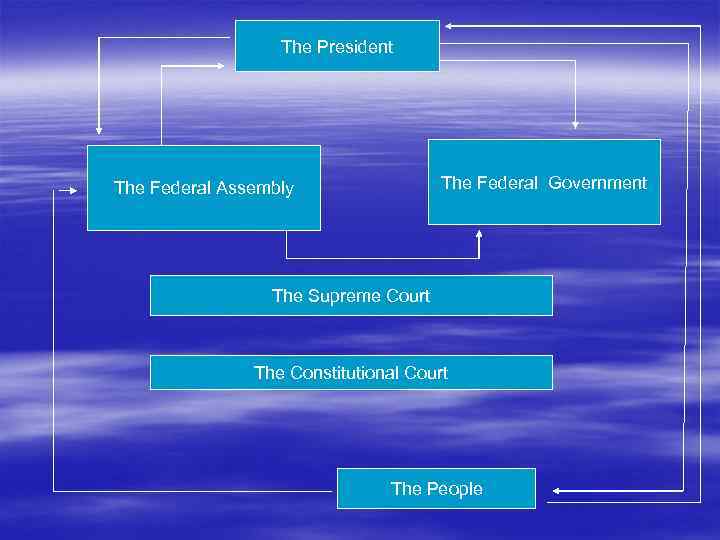 The President The Federal Government The Federal Assembly The Supreme Court The Constitutional Court