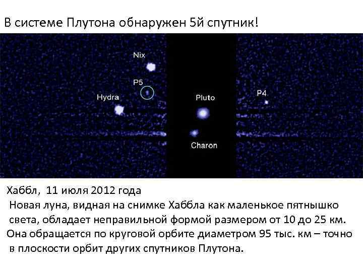 В системе Плутона обнаружен 5 й спутник! Хаббл, 11 июля 2012 года Новая луна,