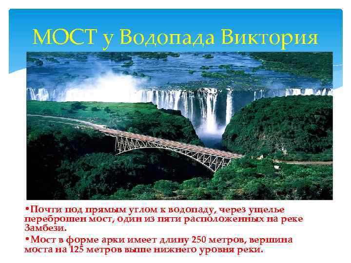 МОСТ у Водопада Виктория • Почти под прямым углом к водопаду, через ущелье переброшен