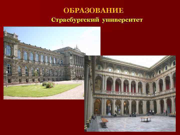 ОБРАЗОВАНИЕ Страсбургский университет 