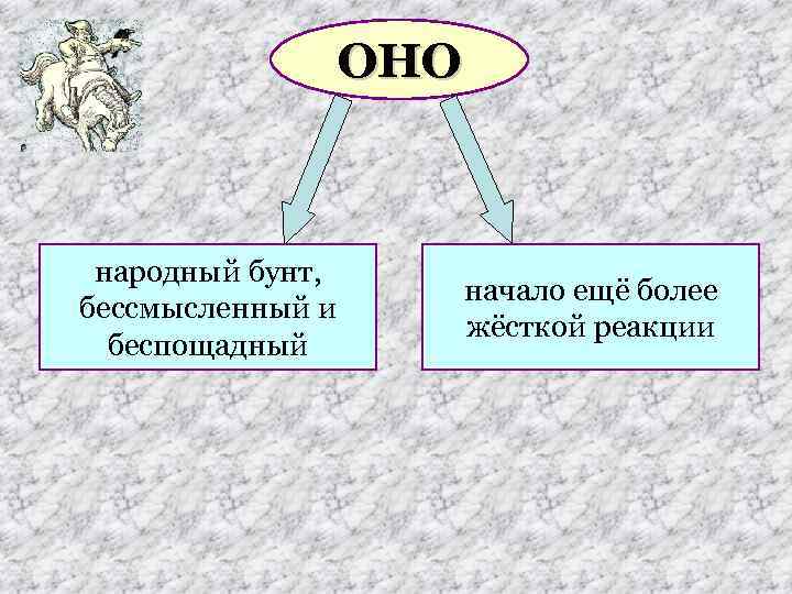 ОНО народный бунт, бессмысленный и беспощадный начало ещё более жёсткой реакции 