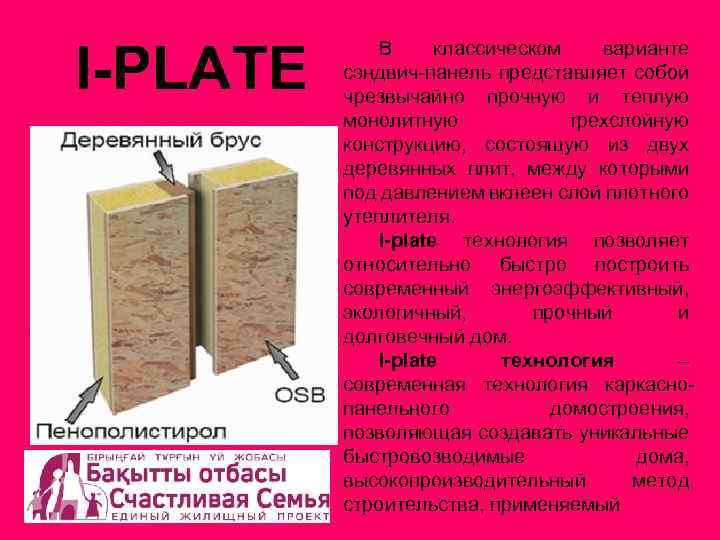 I-PLATE В классическом варианте сэндвич-панель представляет собой чрезвычайно прочную и теплую монолитную трехслойную конструкцию,
