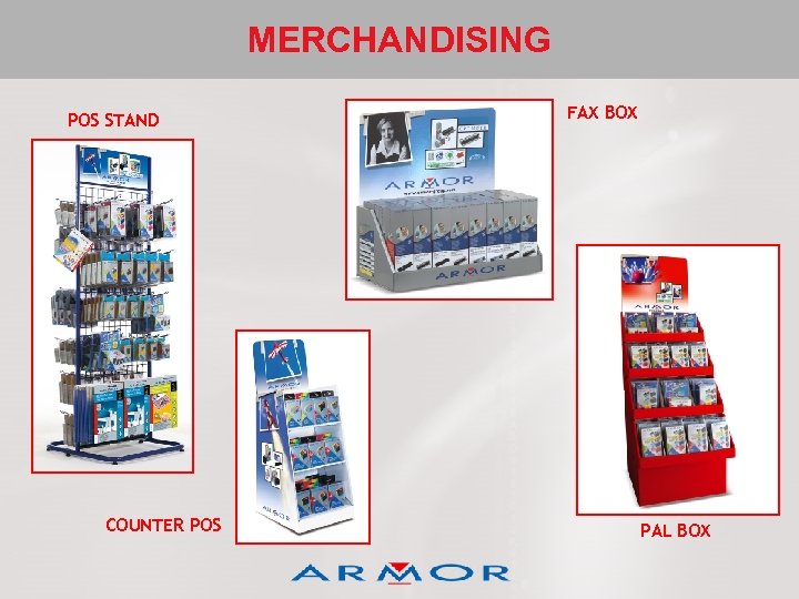 MERCHANDISING POS STAND COUNTER POS FAX BOX PAL BOX 
