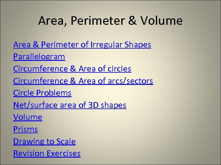 Area, Perimeter & Volume Area & Perimeter of Irregular Shapes Parallelogram Circumference & Area