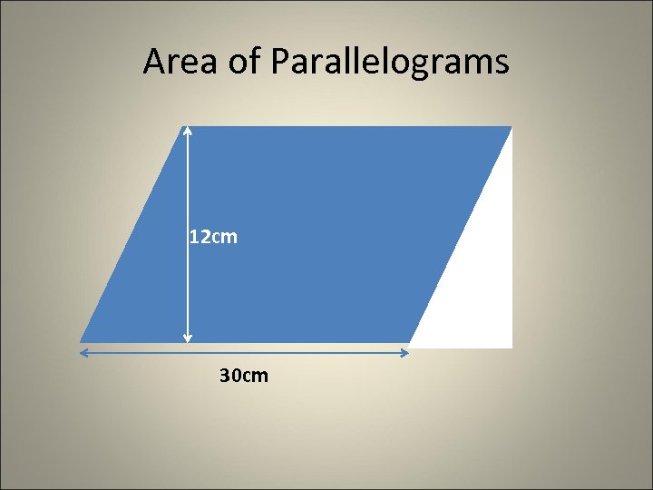 Area of Parallelograms 12 cm 30 cm 