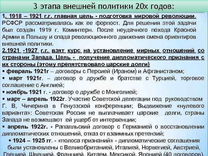 Внешняя политика 20 30 годов