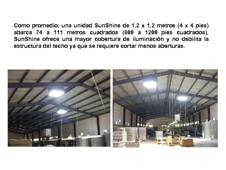 Como promedio, una unidad Sun. Shine de 1, 2 x 1, 2 metros (4