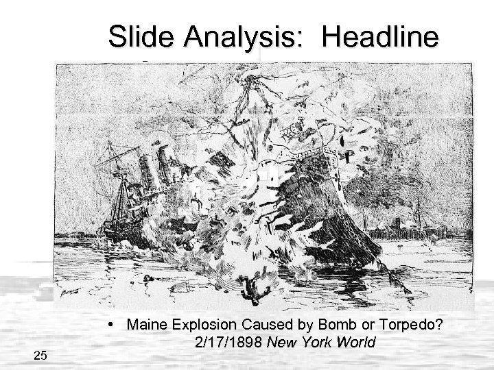 Slide Analysis: Headline of the Maine Explosion 25 • Maine Explosion Caused by Bomb